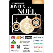 Carte Cadeau Multi Enseignes - Carte Joyeux Noël Dorée - De 10€ à 150€ - Valable dans + de 300 enseignes