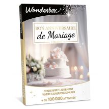 Wonderbox Bon cadeau Bon Anniversaire de Mariage - Idée cadeau Le choix facile Montant à créditer de 30 à 500€ L’accès à plus de 100 000 activités