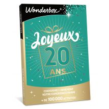 Wonderbox Bon Cadeau Joyeux Anniversaire 20 ans - Coffret Cadeau Le choix facile, la liberté totale Montant à créditer de 30 à 500€ L’accès à plus de 