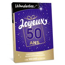 Wonderbox Bon Cadeau Joyeux Anniversaire 50 ans - Idée cadeau Le choix facile, la liberté totale Montant à créditer de 30 à 500€ L’accès à plus de 100