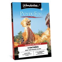 Wonderbox Puy Du Fou - 1 jour en famille - Idée cadeau 3 entrées (2 adultes + 1 enfant) pour 1 jour d'accès au parc Inclut le spectacle Nocturne "les 
