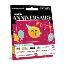 Carte Cadeau Multi Enseignes - Carte Anniversaire Smiley - De 10€ à 150€ - Valable dans + de 300 enseignes