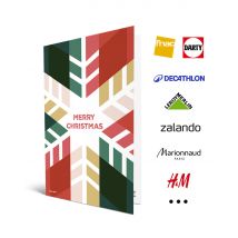 Carte Cadeau Multi Enseignes - Carte de vœux 2 en 1 Merry Christmas Flocon - De 10€ à 150€ - Valable dans + de 300 enseignes
