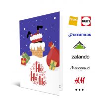 Carte Cadeau Multi Enseignes - Carte de vœux 2 en 1 Ho Ho Ho - De 10€ à 150€ - Valable dans + de 300 enseignes