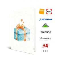 Carte Cadeau Multi Enseignes - Carte de vœux 2 en 1 Générique - De 10€ à 150€ - Valable dans + de 300 enseignes