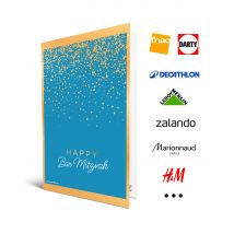 Carte Cadeau Multi Enseignes - Carte de vœux 2 en 1 Bar Mitzvah - De 10€ à 250€ - Valable dans + de 300 enseignes
