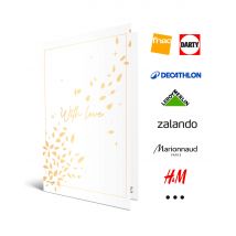 Carte Cadeau Multi Enseignes - Carte de vœux 2 en 1 With Love - De 10€ à 150€ - Valable dans + de 300 enseignes