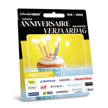 Wonderbox Kaart Gelukkige verjaardag - Cadeaukaart - Saldo tussen € 10 en € 150 Om te ruilen voor cadeaukaarten van Zalando, IKEA, Bol, MediaMarkt, H&