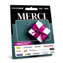 Wonderbox Kaart Merci - Cadeaukaart - Saldo tussen € 10 en € 150 Om te ruilen voor cadeaukaarten van Zalando, IKEA, Bol, MediaMarkt, H&M, INNO,