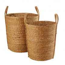 2 Woven Seagrass Baskets exotic style - Brown Natural Fibers - Maisons Du Monde