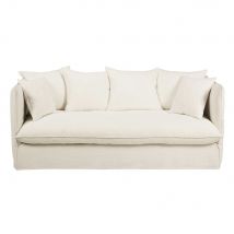 3/4-Sitzer-Sofa aus weißem gewaschenem Leinen modern Stil - Leinen - Maisons Du Monde