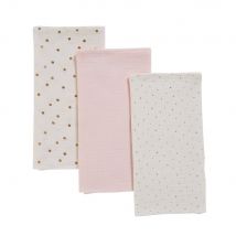 3 Babywindeln aus weiß-rosa Baumwolle Zertifizierter Oeko-Tex Maisons du Monde