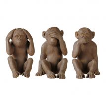 3 Estátuas De Macacos Em Resina Castanhas Altura 40 Cm estilo exótico - Castanho - Maisons Du Monde