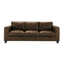 3 Seater Imitation Suede Sofa in Brown industrial style - Brown - Pvc And Synthetic - Maisons Du Monde