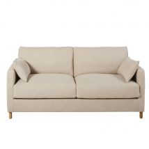 3-Sitzer-Schlafsofa beige, Matratze 14 cm modern Stil - Stoff - Maisons Du Monde