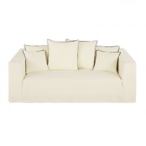 3-Sitzer-Sofa mit elfenbeinfarbenem Leinen-Crinkle-Bezug Stil exotic Maisons du Monde