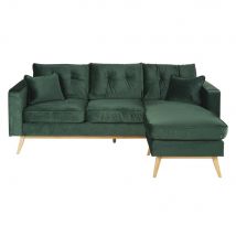 4/5-Sitzer-Ecksofa im skandinavischen Stil mit grünem Samtbezug industrial Stil - Samt - Maisons Du Monde
