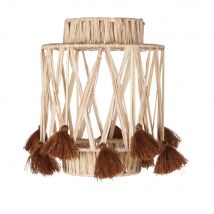 Abajur Pequeno Para Candeeiro De Teto Em Ráfia Bege E Pompons Vermelho-tijolo D18 estilo exótico Fibras Naturais - Criança - Maisons Du Monde