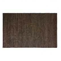 Alfombra hecha a mano de algodón reciclado color negro y yute 200 x 300 Estilo exótico Algodón Maisons du monde