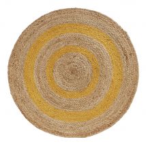 Alfombra redonda de yute trenzada bicolor D. 100 estilo - Amarillo - Niño - Maisons Du Monde