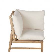 Angolo per divano da giardino componibile in legno di acacia e cuscini écru - Modello In riva al mare - Bianco - Polyester - Maisons du Monde