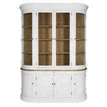 Armário Com 8 Portas De Vidro De Madeira De Pinho Reciclada Branca Patinada estilo clássico chique - Branco - Maisons Du Monde
