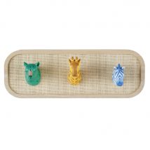 Attaccapanni a 3 ganci leopardo, giraffa e zebra multicolore - Modello Contemporaneo - Verde - Rattan - Maisons du Monde