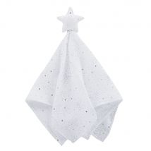 Baby comforter with a star in organic white cotton with silver print style - Maisons Du Monde