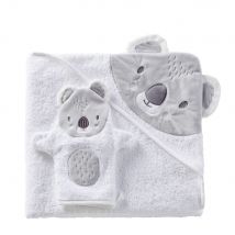 Babybadetuch aus Baumwolle, weiß und grau 100x100 Zertifizierter Oeko-Tex Kinder Maisons du Monde