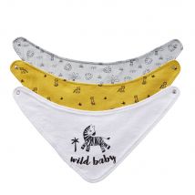 Bandana-Lätzchen aus Baumwolle, blau, schwarz, weiß und senfgelb (x3) Stil modern Weiß Kinder Maisons du Monde