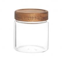 Barattolo in vetro con coperchio in legno di acacia scuro alt. 11 cm - Modello Contemporaneo - Trasparente - Maisons du Monde