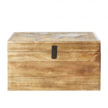 Baule in legno di mango motivo planisfero in rilievo - Modello Esotico - Beige - - Maisons du Monde