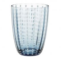 Becher aus blaugraugetöntem Glas mit weißen Strichen modern Stil - - Glas - - Maisons Du Monde