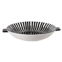 Black And White Striped Round Stoneware Dish exotic style - Sandstone - Maisons Du Monde