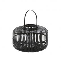 Black Bamboo and Glass Lantern H24 exotic style - Maisons Du Monde