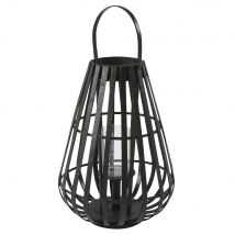 Black Bamboo and Glass Lantern H55 exotic style - Maisons Du Monde