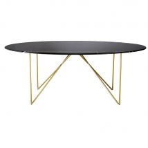 Black Marble and Metal 4-6 Seater Dining Table L200 classic chic style - Maisons Du Monde