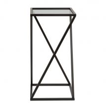 Black Metal and Glass Side Table contemporary style - Maisons Du Monde