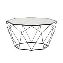 Black metal and tempered glass coffee table contemporary style - Black - Maisons Du Monde