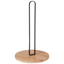 Black Steel and Bamboo Kitchen Roll Holder contemporary style - Black - Metal - Maisons Du Monde