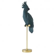 Blauw papegaaibeeldje met goudkleurig metalen voetstuk H60 exotisch stijl - Blauw Hars - - Maisons Du Monde