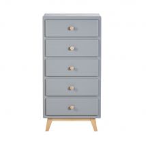 Blue Grey Vintage 5-Drawer Chest of Drawers vintage style - Wood - Baby - Maisons Du Monde