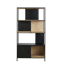 Bücherregal mit 1 Tür aus Tannenholz und schwarzem Metall industrial Stil - Metall - Kinder - Maisons Du Monde
