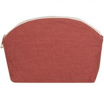 Burgundy cotton and ramie toiletry bag vintage style - Red - Natural Fibers - Maisons Du Monde