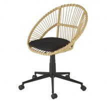 Cadeira De Escritório Com Rodas Em Metal Bege E Preto estilo vintage Veludo - Criança - Maisons Du Monde