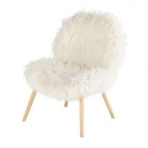 Cadeira Vintage Efeito Pelo Branca estilo vintage - Branco - Imitação De Pele - Maisons Du Monde