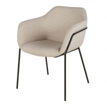 Chaise beige et métal noir style vintage - Polyester - Maisons Du Monde,150
