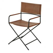 Chaise en cuir marron et métal noir styleindustriel Métal - Maisons Du Monde