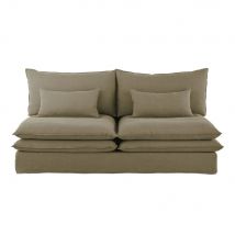 Chauffeuse per divano componibile 2 posti in lino verde kaki - Modello Classico chic - - Maisons du Monde