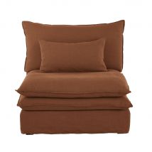 Chauffeuse per divano componibile a 1 posto in lino stropicciato color terra di Siena - Modello Contemporaneo - Arancione - Maisons du Monde